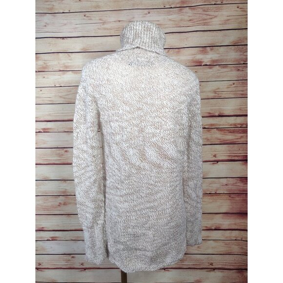 Loose Weave Marled Oatmeal 100% Alpaca Turtleneck Sweater - Picture 3 of 8